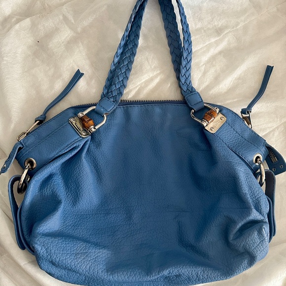 Gucci Handbags - Gucci Large Bamboo Barbaston Royal Blue Spike Calfskin Leather